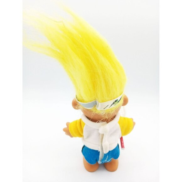 Vintage Troll Doll Tennis Player Yellow Hair 4 Inch Toy Collectible Russ Berrie - Picture 9 of 14